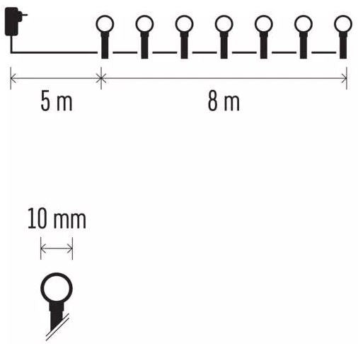 LED лампички Emos - Cherry Timer, 80 броя, 3.6W, 8 m