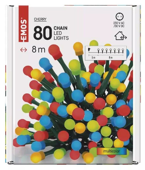 LED лампички Emos - Cherry Timer, 80 броя, 3.6W, 8 m