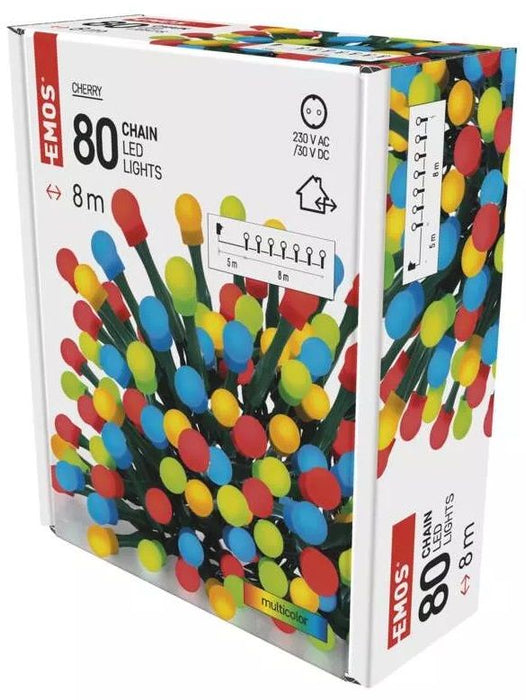 LED лампички Emos - Cherry Timer, 80 броя, 3.6W, 8 m