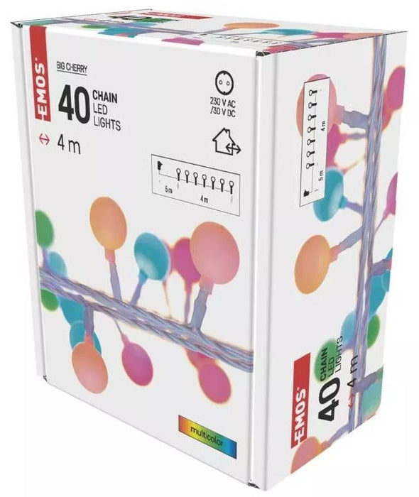 LED лампички Emos - Big Cherry Timer, 40 броя, 3.6W, 4 m