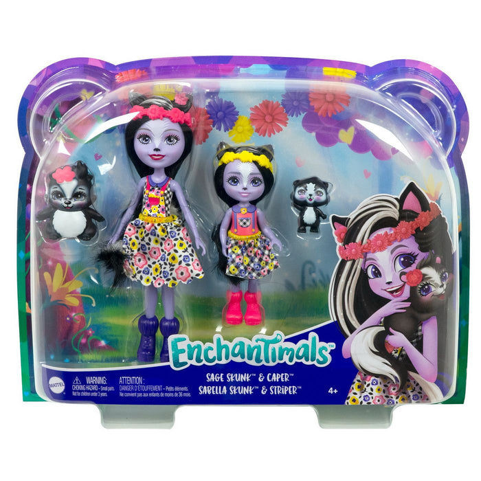 Комплект кукли Enchantimals - Sage & Sabella Skunk, 4 части