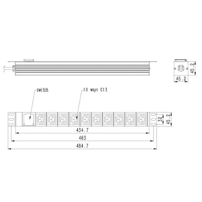 EnerGenie EG-PDU-10C132C19 Разпределителен блок (PDU) 10