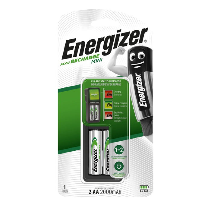 ЗАРИАДНО УСТРОЙСТВО ЗА 2 БРОЯ БАТЕРИИ ENR MINI CHAR EU + 2AA ENERGIZER