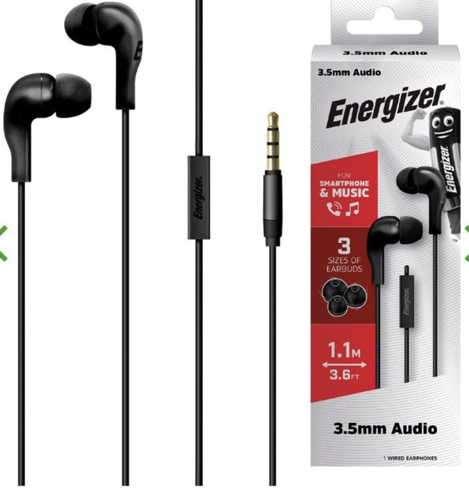 СТЕРЕО СЛУШАЛКИ ENERGIZER 3.5ММ ЧЕРНИ
