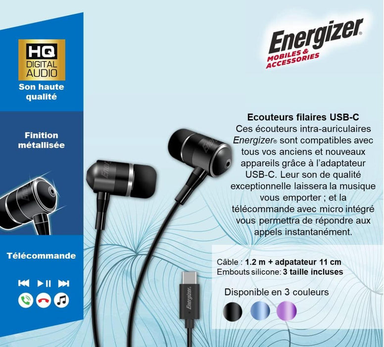 СЛУШАЛКИ ENERGIZER 3.5ММ С АДАПТОР USB C