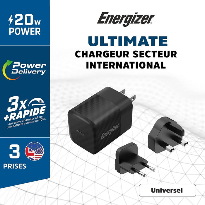 ЗАРЯДНО ENERGIZER 20W/220V PD ЧЕРНО