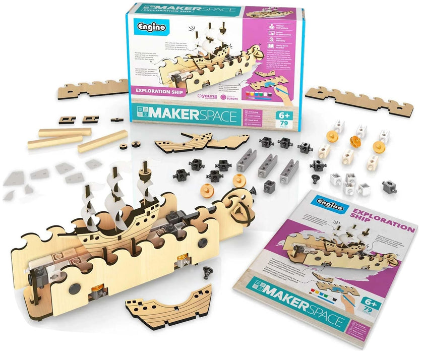 Конструктор Engino Makerspace DIY - Изследователски кораб, 79 части