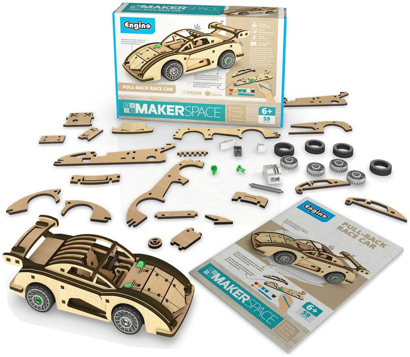 Конструктор Engino Makerspace DIY - Състезателна кола, 59 части