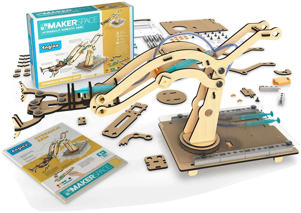 Конструктор Engino Makerspace DIY - Роботизирана ръка, хидравлична, 93 части