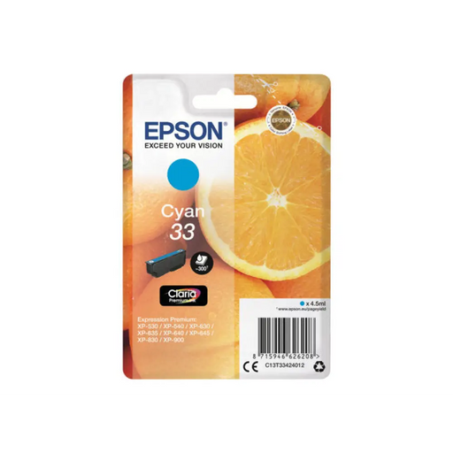 EPSON 1LB Singlepack Cyan 33 Claria Premium Ink