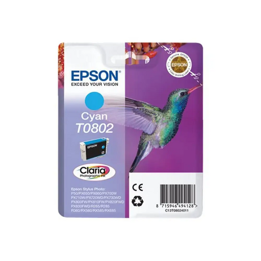 EPSON 1LB T0802 касета с мастило циан стандартен капацитет
