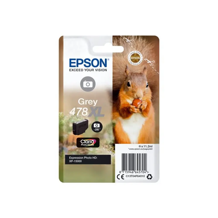 EPSON 4LB Singlepack Gray 478XL Squirrel Clara Photo HD Ink
