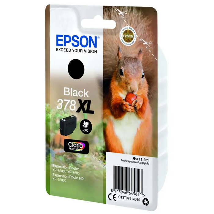 EPSON 5LB Singlepack Black 378XL Squirrel Clara Photo HD Ink