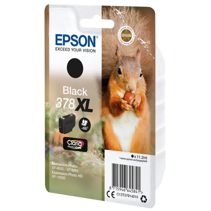 EPSON 5LB Singlepack Black 378XL Squirrel Clara Photo HD Ink