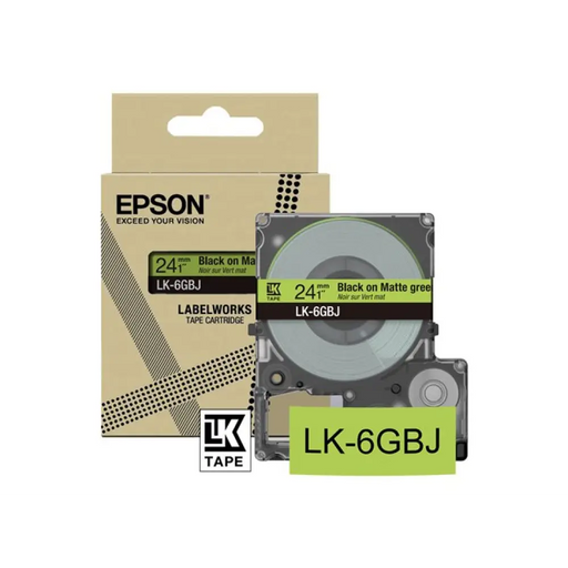 EPSON Matte Tape Green/Black 24mm 8m LK-6GBJ