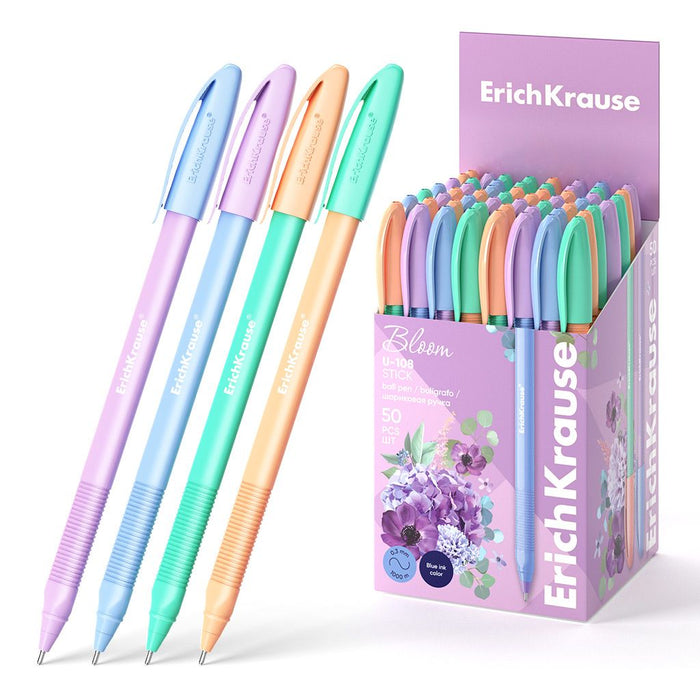 Химикалка Erich Krause Bloom - Stick Pastel, асортимент