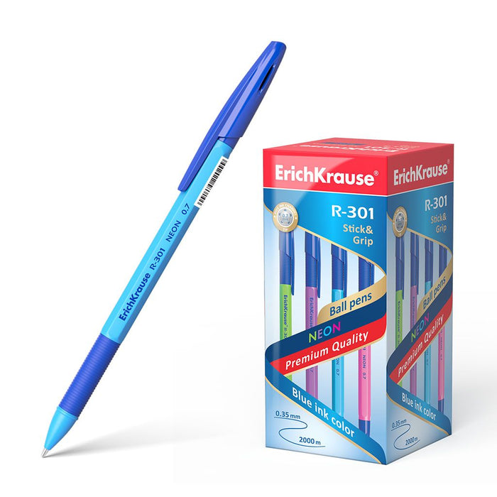 Химикалка Erich Krause R-301- Stick and Grip Neon, асортимент