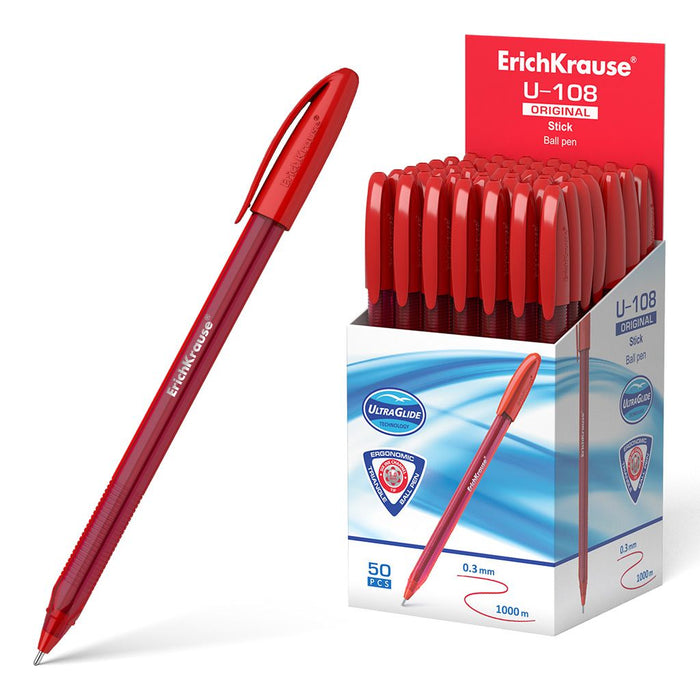 Химикалка Erich Krause U-108 - Stick Original, червена
