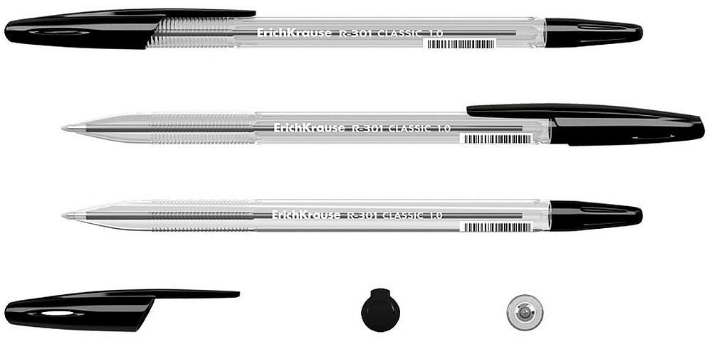 Химикалка Erich Krause R-301 Classic - 1.00 mm, черна