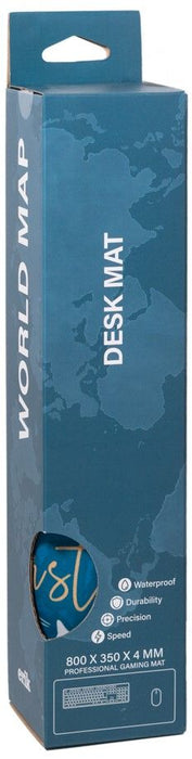 Гейминг подложка за мишка Erik - World Map Watercolor, XL, мека, синя