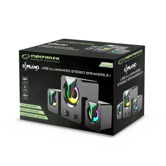 Esperanza EGS107 Тонколони 2.1 USB LED 5 W Черни