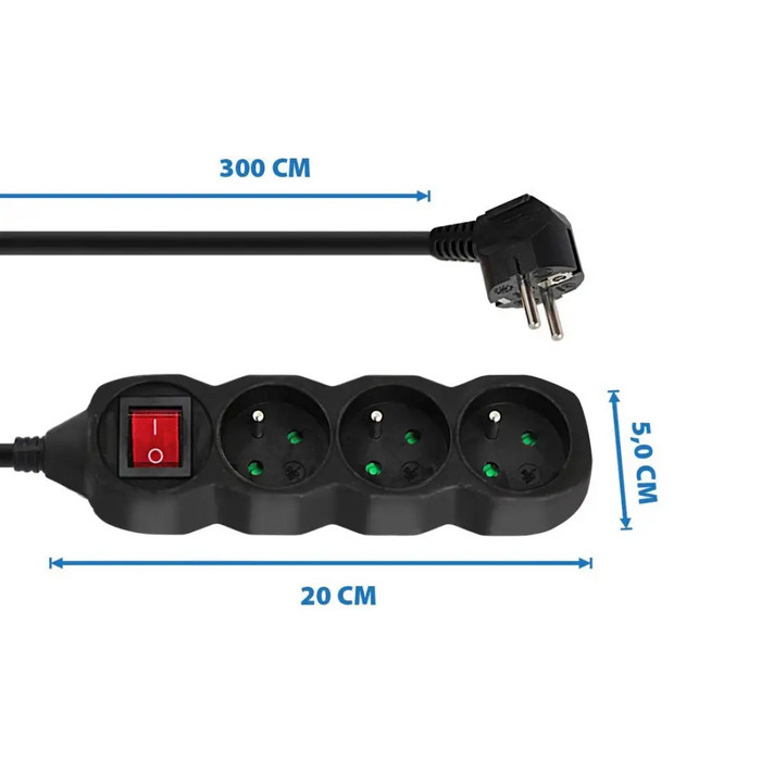 Esperanza ELK211K захранващ удължител 3 m 3 AC контакт(и)
