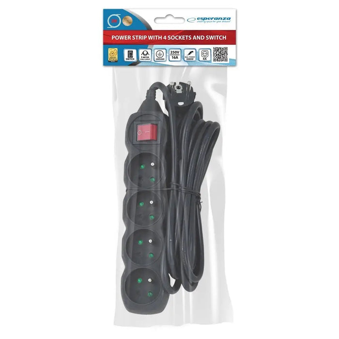 Esperanza ELK213K захранващ удължител 3 m 4 AC контакт(и)