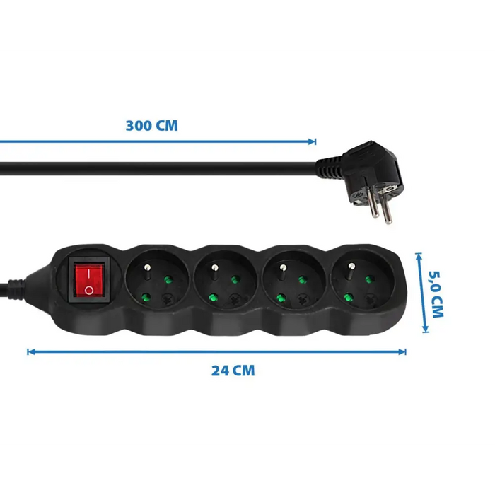 Esperanza ELK213K захранващ удължител 3 m 4 AC контакт(и)