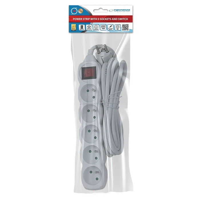 Esperanza ELK215W захранващ удължител 3 м 5 AC контакт(и)