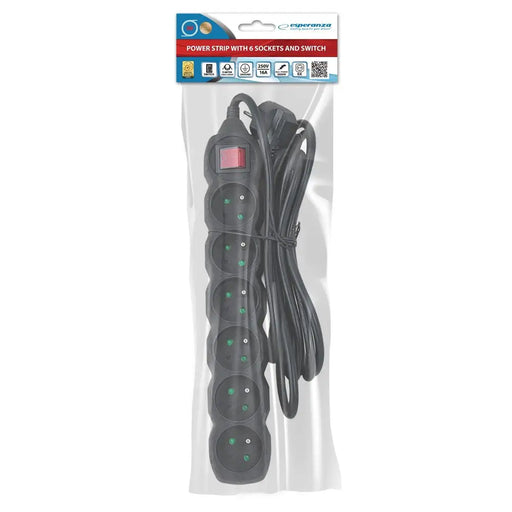 Esperanza ELK218K захранващ удължител 3 м 6 AC контакт(и)