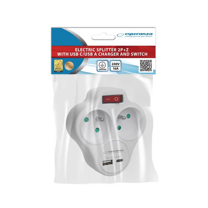 Esperanza ELK311W Електрически сплитер 2 GN. USB-C USB-A