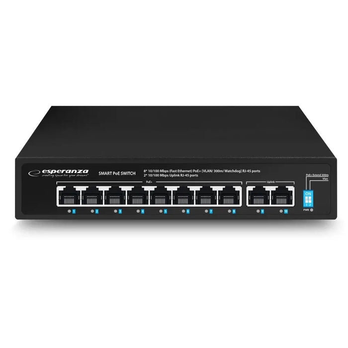 Esperanza ENS106 10-портов Poe Switch 10/100 96W