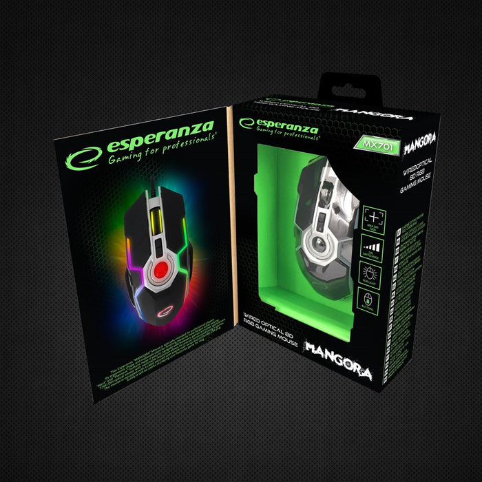 Мишка Esperanza EGM701 за дясна ръка, USB Type-A, оптична, 7200 DPI