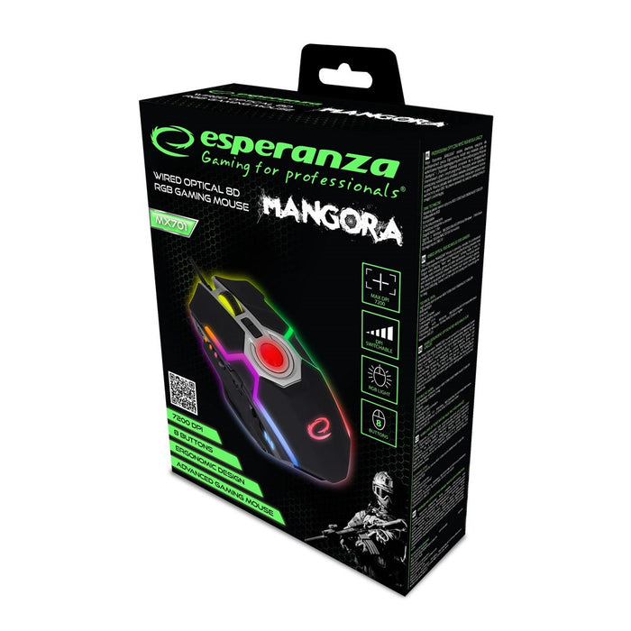 Мишка Esperanza EGM701 за дясна ръка, USB Type-A, оптична, 7200 DPI