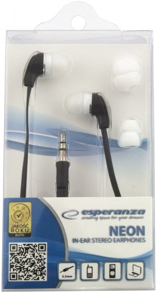 Слушалки/слушалки Esperanza EH147K с кабел, за в ушите, музикални, черни