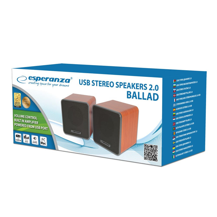 Комплект високоговорители Esperanza EP152 2.0 USB 5 W