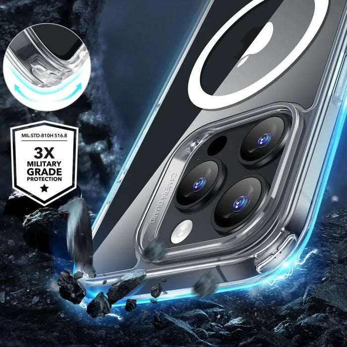 ESR Classic Hybrid Halolock MagSafe калъф + закалено стъкло