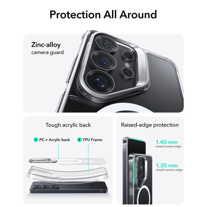 ESR Classic Hybrid Kickstand MagSafe калъф за Samsung Galaxy S26 Ultra - прозрачен