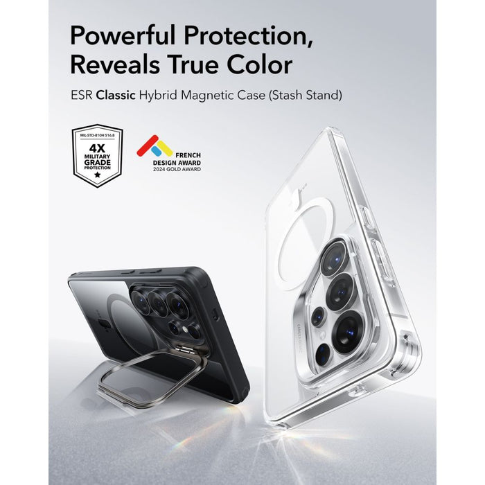 ESR Classic Hybrid Kickstand MagSafe калъф за Samsung Galaxy S26 Ultra - прозрачен черен
