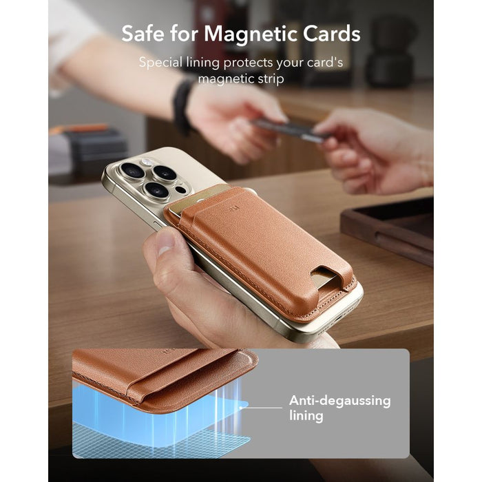 ESR Класически магнитен портфейл MagSafe за телефон - кафяв