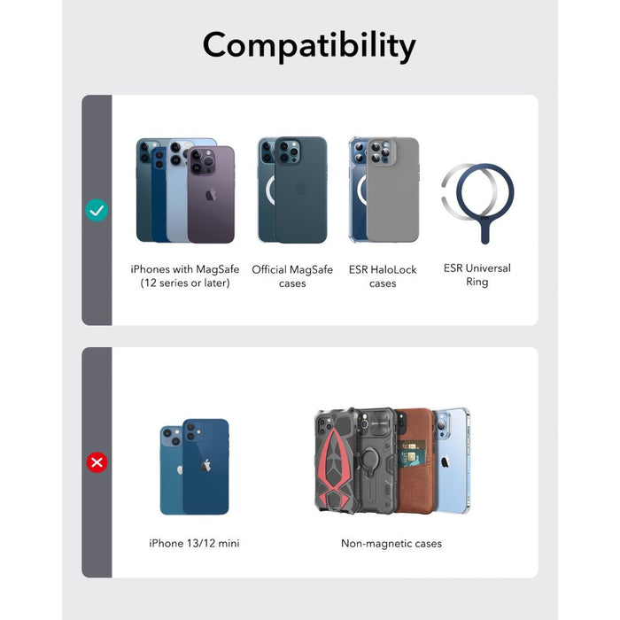 ESR Classic RFID магнитна поставка за портфейл MagSafe за телефон - черна