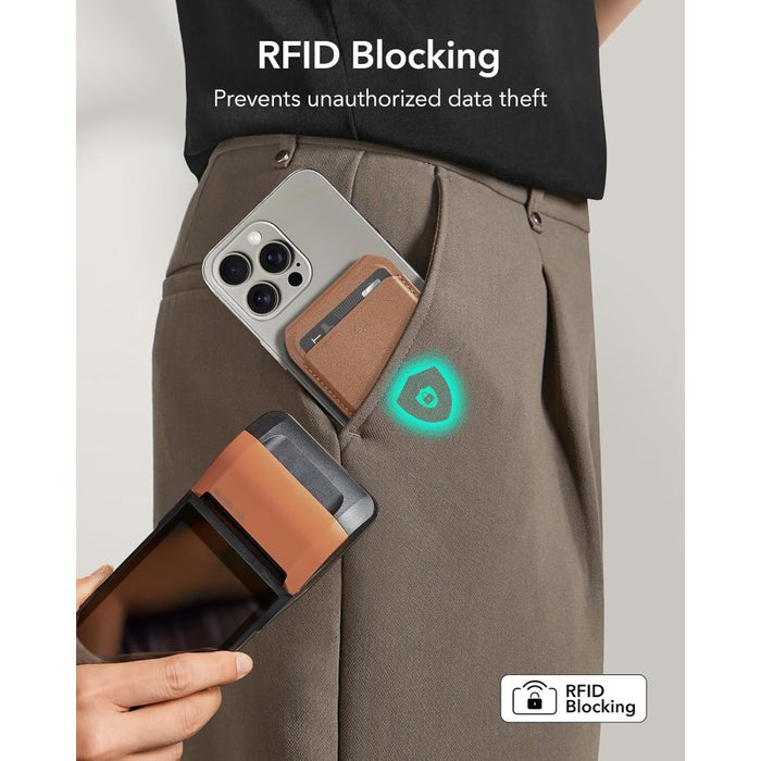 ESR Classic RFID магнитна поставка за портфейл MagSafe за телефон - кафява