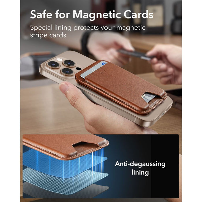 ESR Classic RFID магнитна поставка за портфейл MagSafe за телефон - кафява