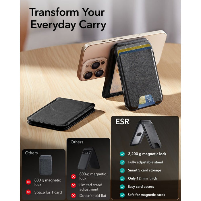 ESR Classic RFID магнитна поставка за портфейл MagSafe - черна