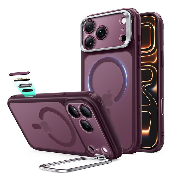 ESR Classic Hybrid MagSafe калъф с поставка за iPhone 18 Pro / 17 Pro - тъмно черешов мат