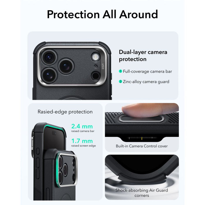 ESR Cyber Tough Kickstand MagSafe калъф за iPhone 18 Pro / 17 Pro - черен