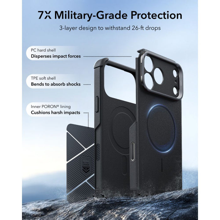 ESR Cyber Tough Kickstand MagSafe калъф за iPhone 18 Pro / 17 Pro - черен