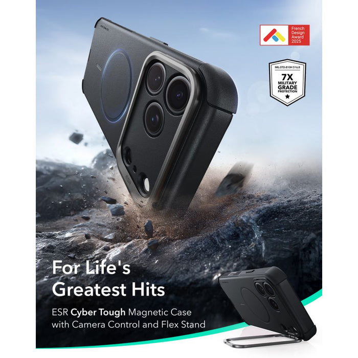 ESR Cyber Tough Kickstand MagSafe калъф за iPhone 18 Pro / 17 Pro - черен