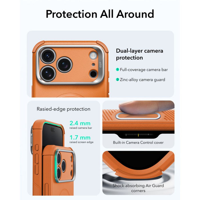 ESR Cyber Tough Kickstand MagSafe калъф за iPhone 18 Pro / 17 Pro - оранжев