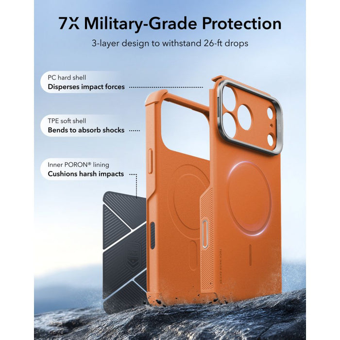 ESR Cyber Tough Kickstand MagSafe калъф за iPhone 18 Pro / 17 Pro - оранжев